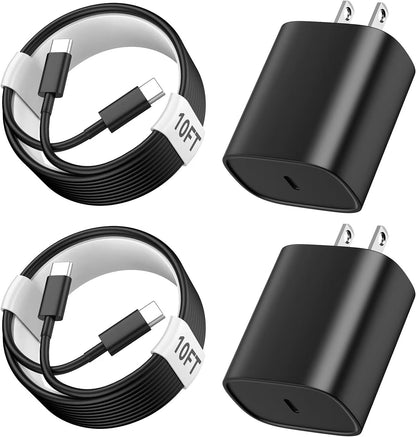 Phone 17 16 15 Charger Fast Charging, 10 FT Long USB C Charger Cord with 20W Type C Fast Phone Charging Block Forphone 17/17 Pro/17 Pro Max/Air/Phone 16 15 Pro Max Plus, Ipad, Android,Black
